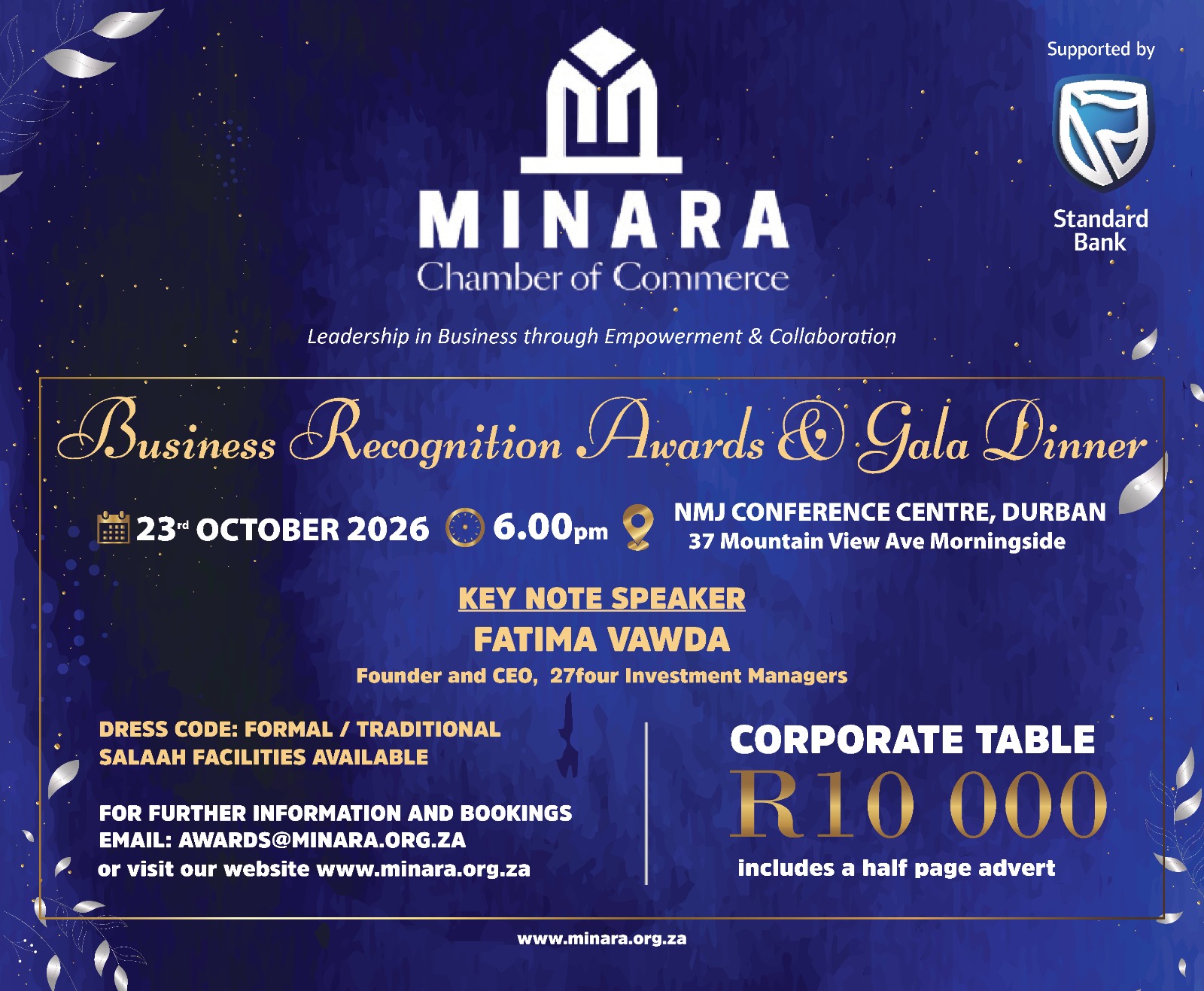 Book Your Corporate Table - Minara Business Recognition Awards 2026